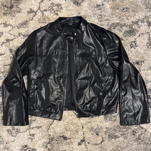 SHEIN Jackets & Blazers - SHEIN Black Faux Leather Jacket